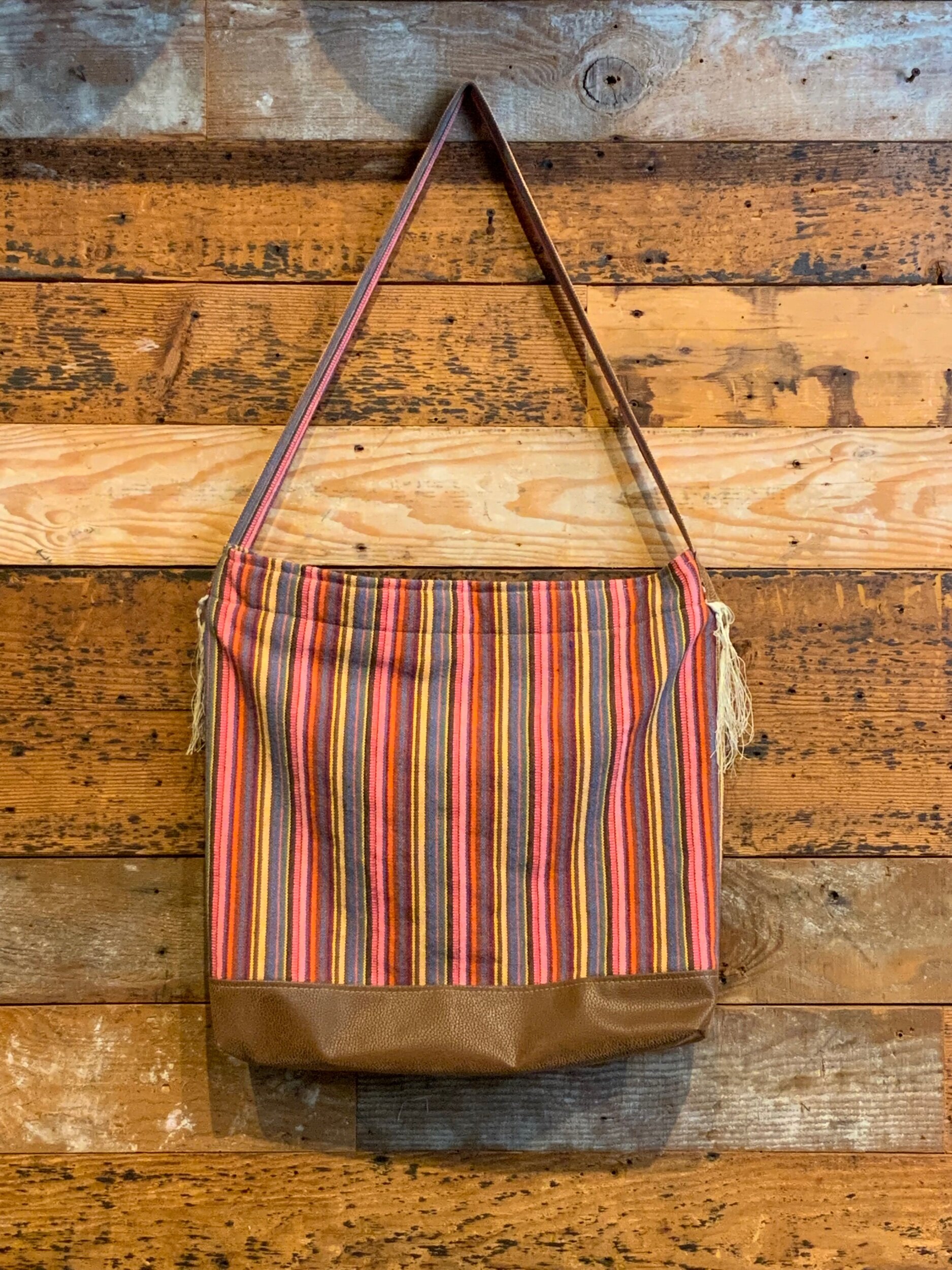 Vintage Pink Striped Tote Bag