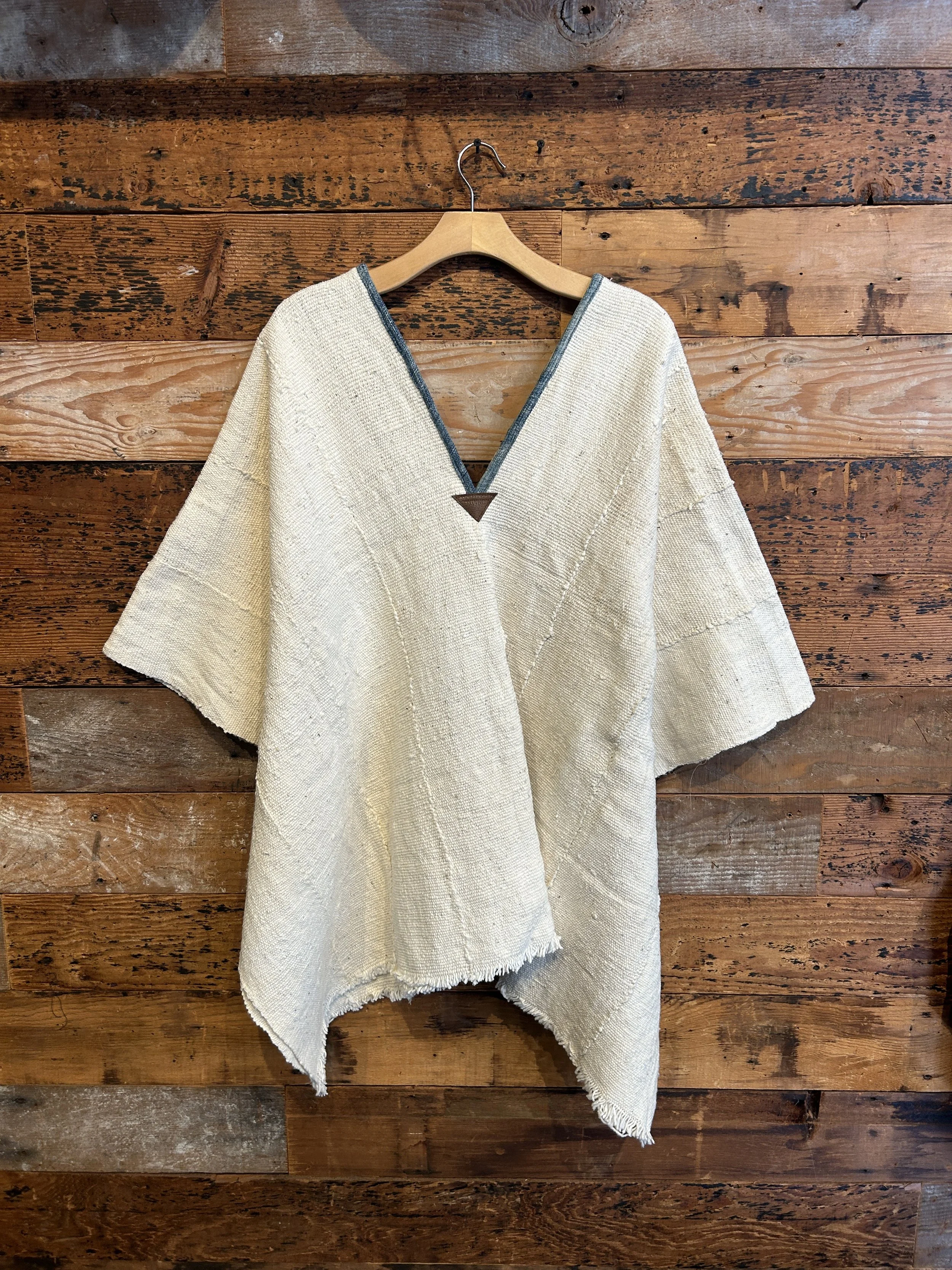 White Mud Cloth Poncho