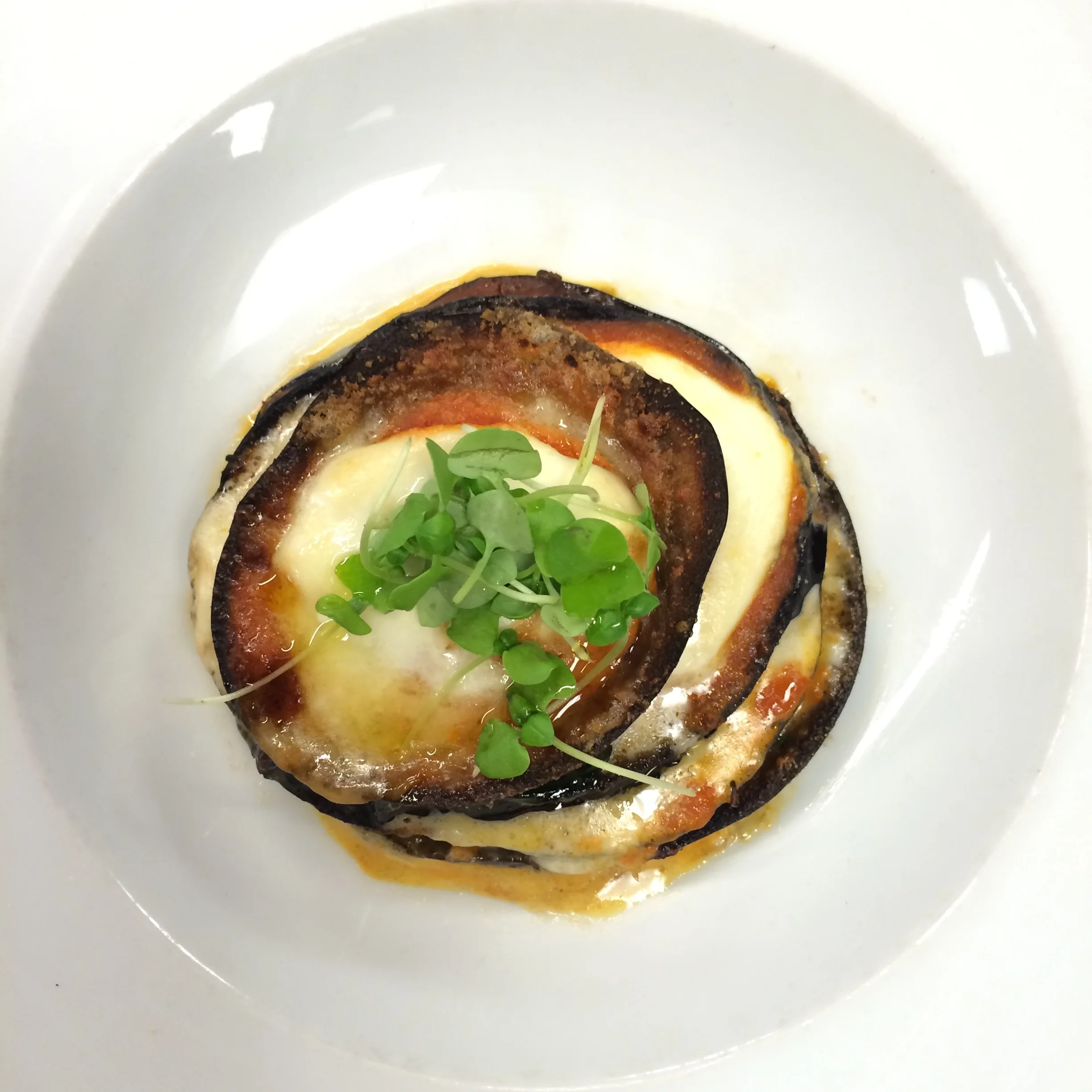 Eggplant Parmesan. 