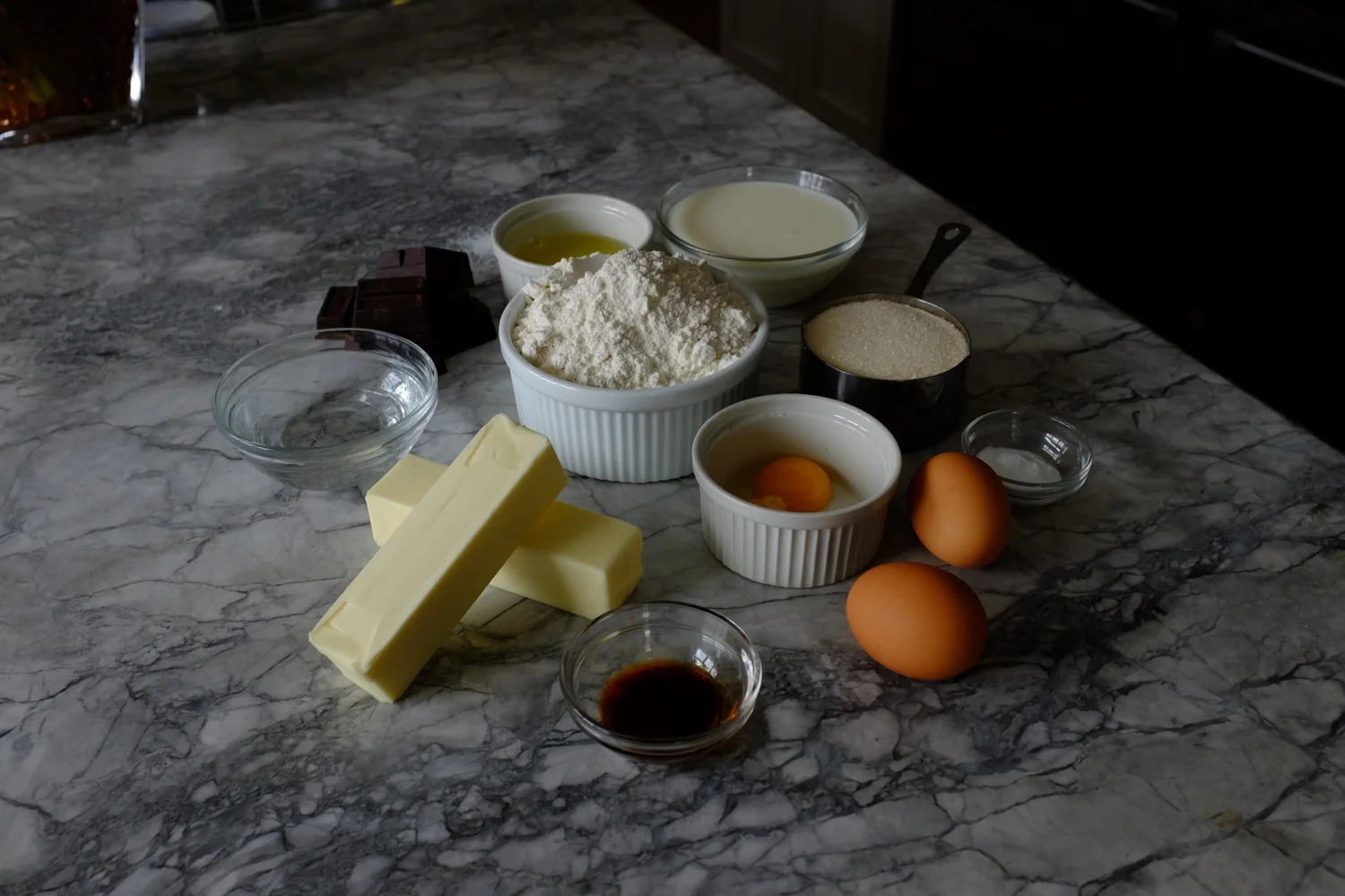 Chocolate Cake mise-en-place. Photocredit: Agnes Fischer.