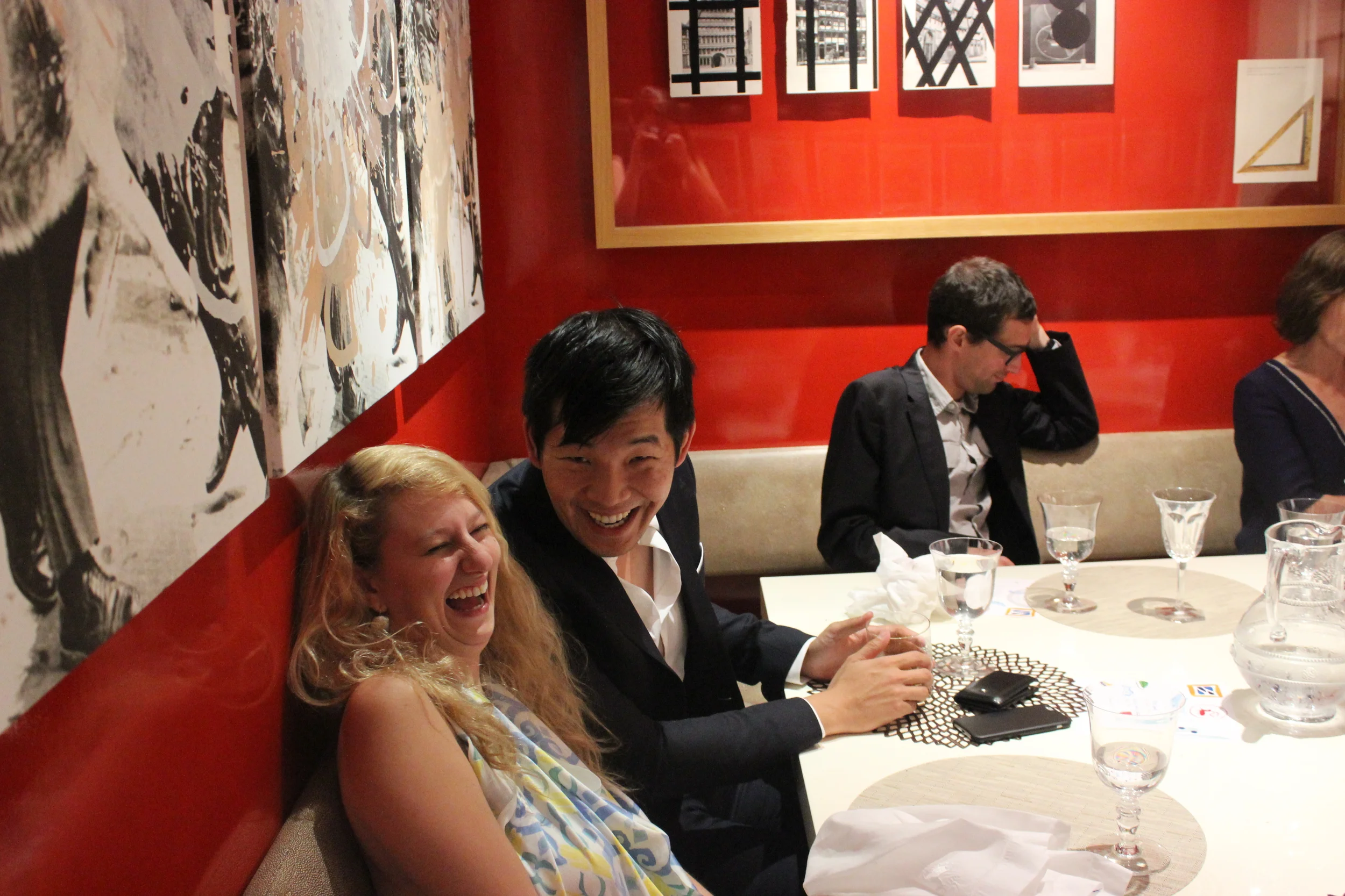 Margaret Lefton and Sean Pi at dinner