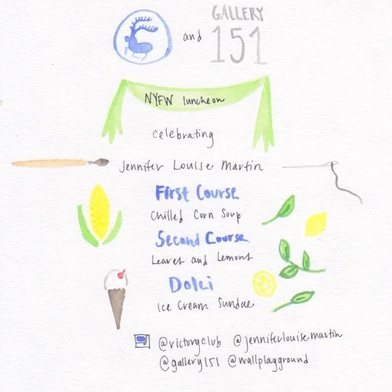 Handpainted menu for event with Jennifer Louise Martin and Gallery 151
