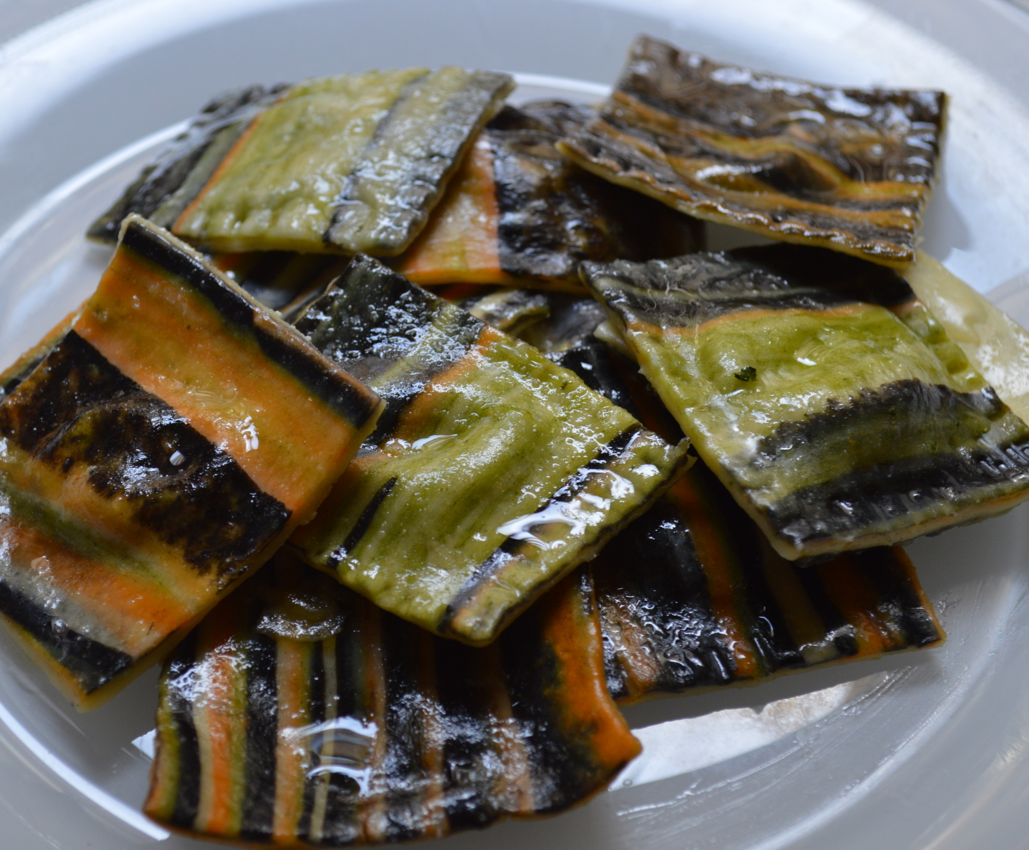 Pesto filled ravioli 