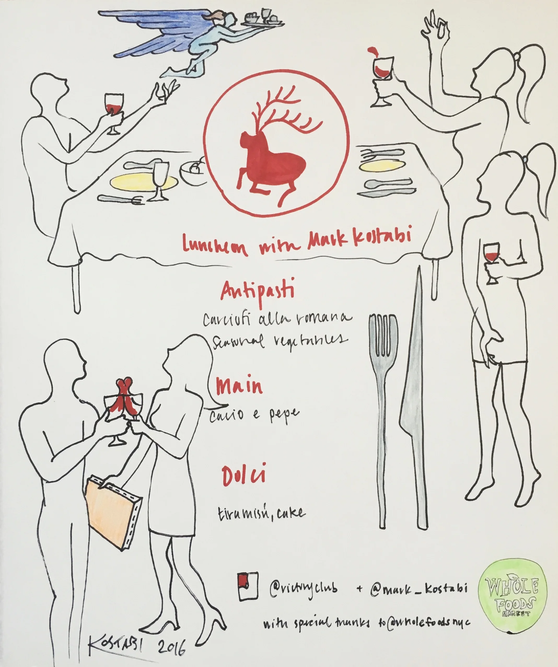 Menu drawn by Mark Kostabi & Chefanie