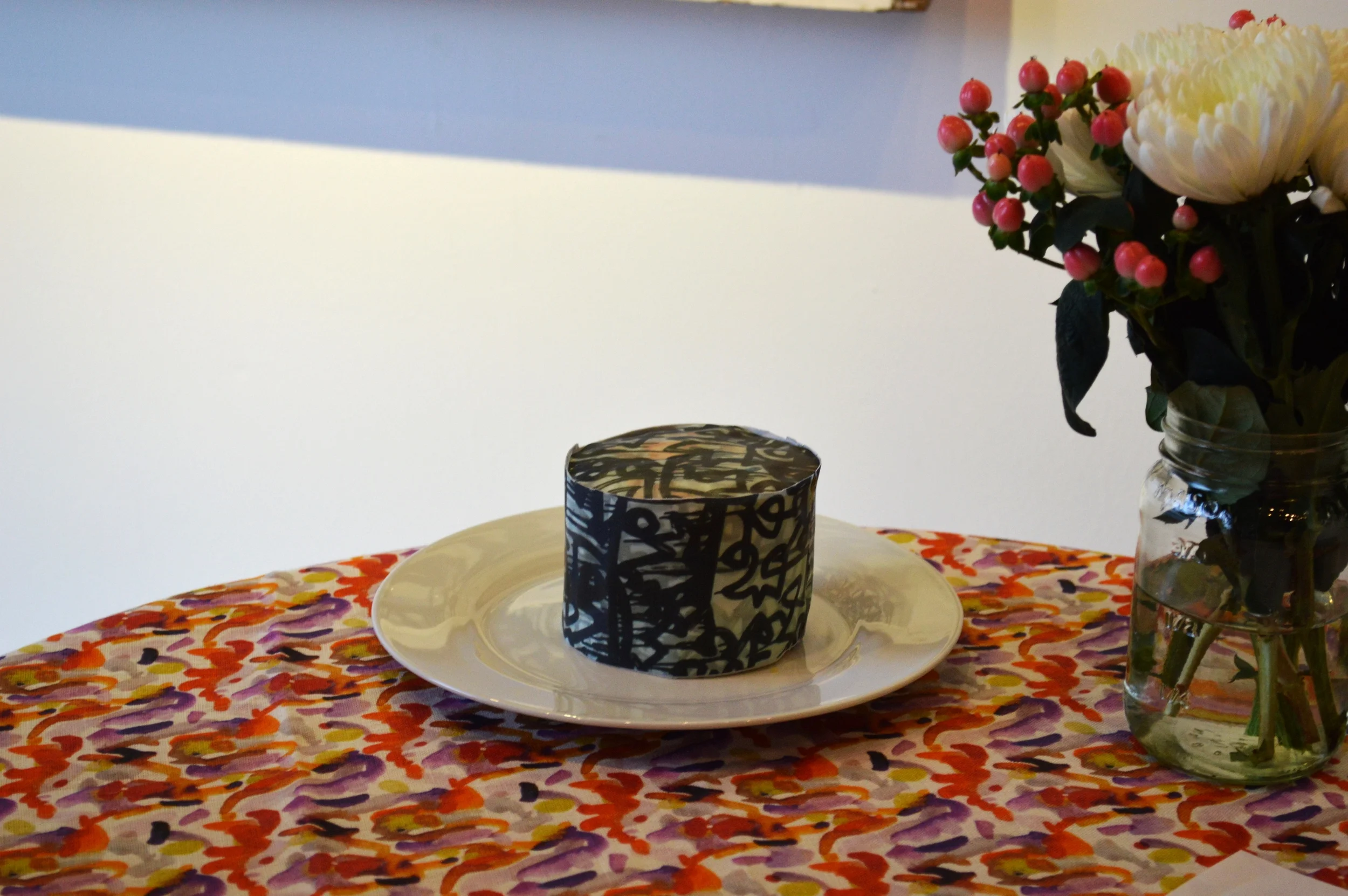 Chefanie's cake on Andra Eggleston's tablecloth