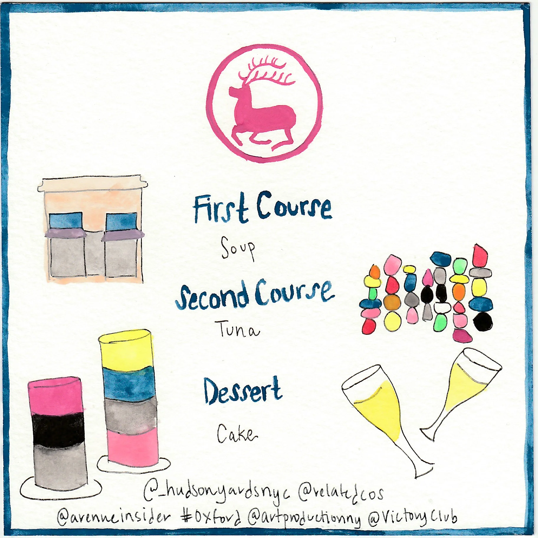 Menu for the dinner, painted by Chefanie.