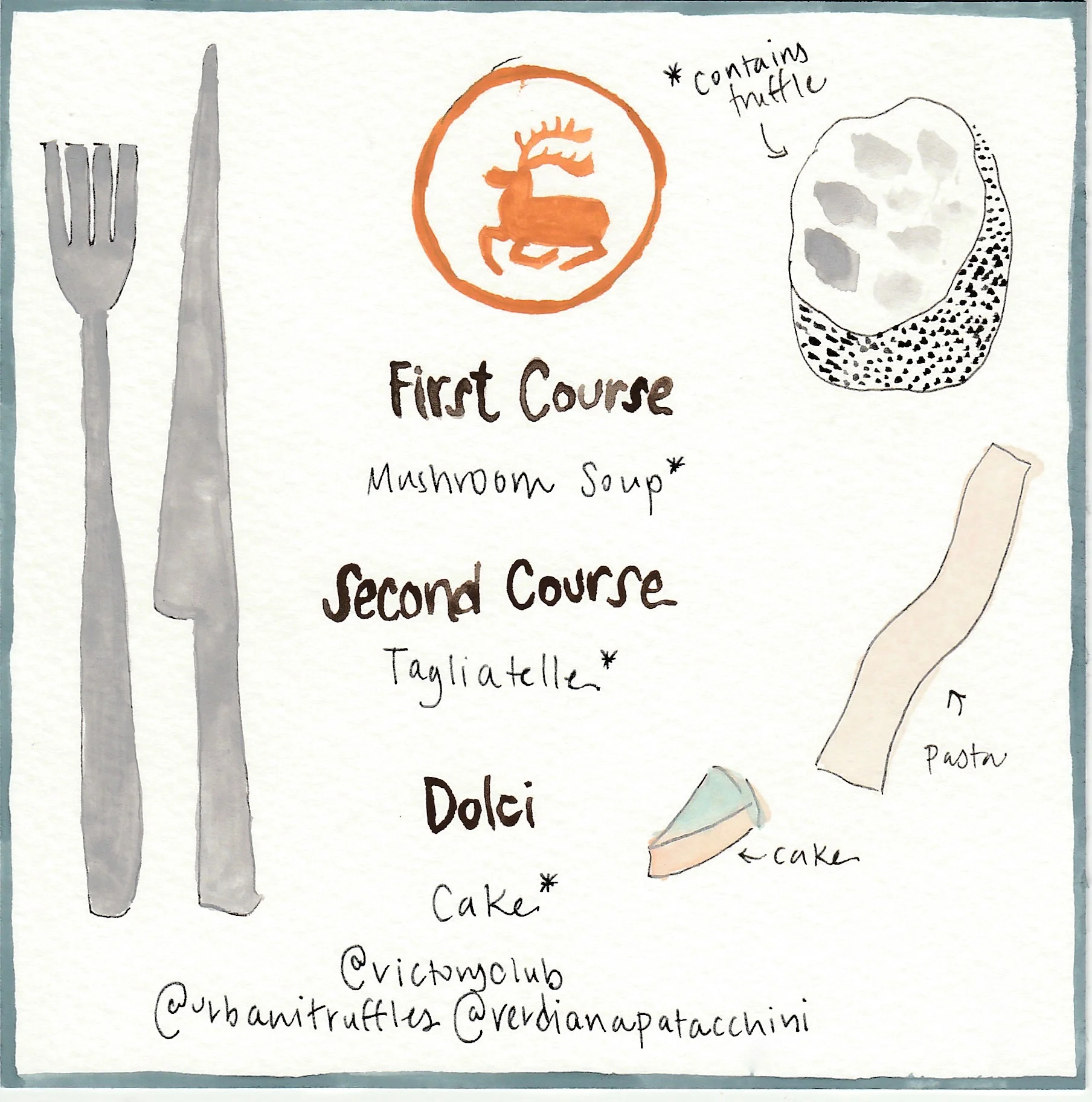 2017 Victory Club Truffle Menu, painted by Chefanie