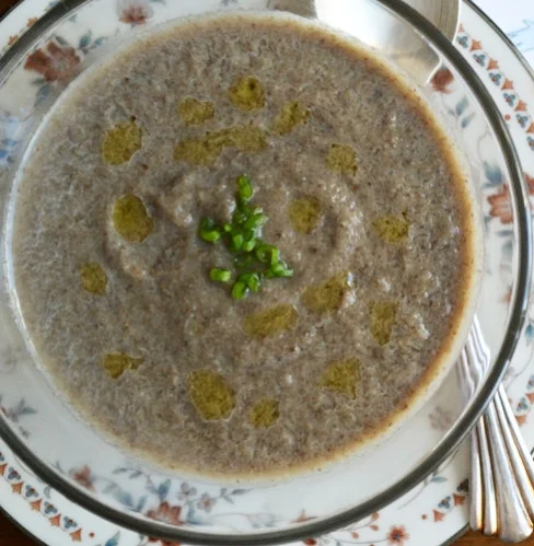 Mushroom Soup with Truffle Oil. Recipe here. 