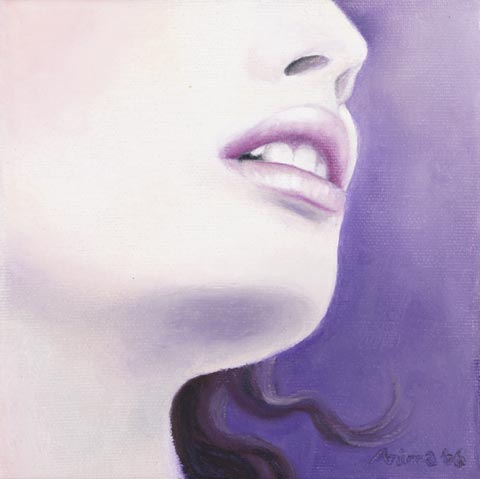 Artwork: Lips of an Angel © Anima McKertcher 6" x 6" Oil Pastel on Canvas