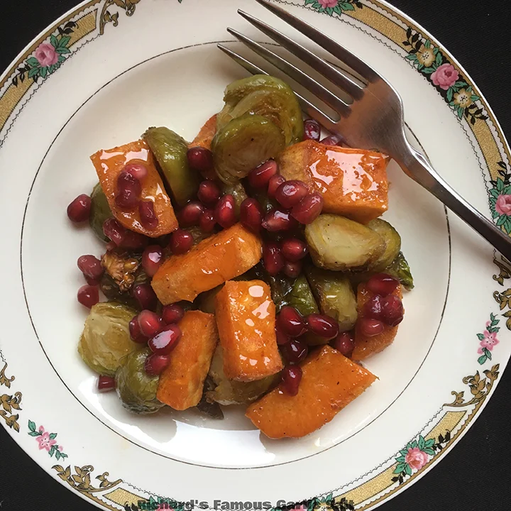 Honey-Glazed Roasted Brussels Sprouts with Pomegranate Seeds