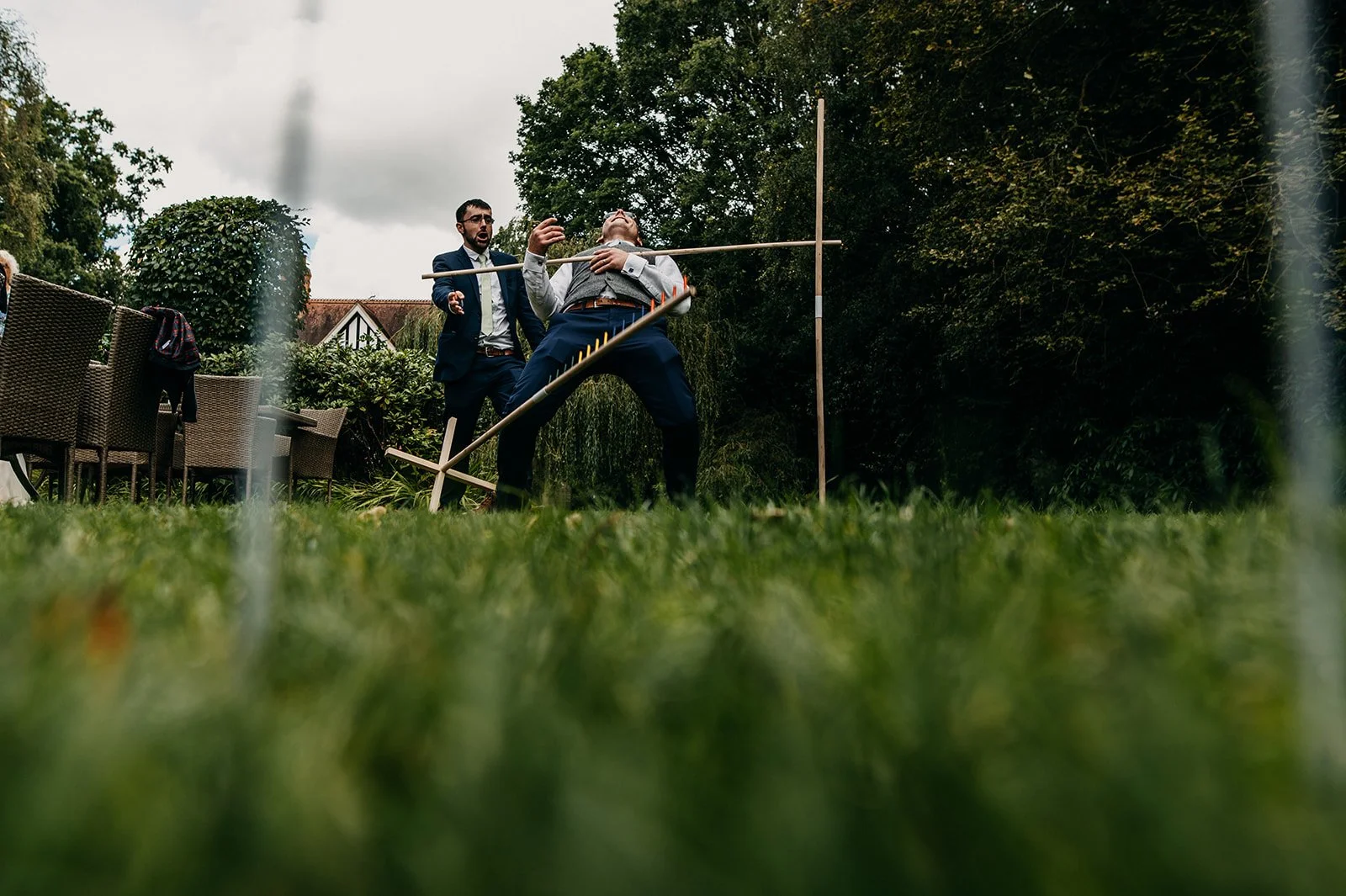 Garden games - Woodhall Spa documentary wedding photography at the Dower House Hotel