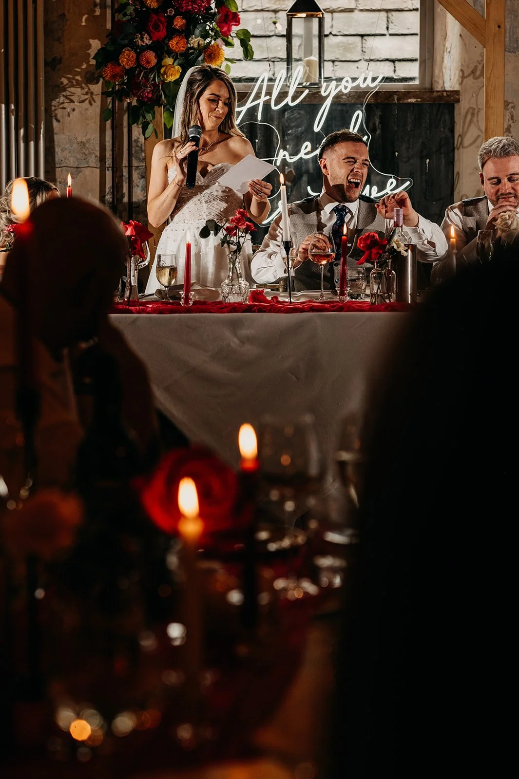 Wedding reception at Holmes Mill Clitheroe, relaxed wedding photography