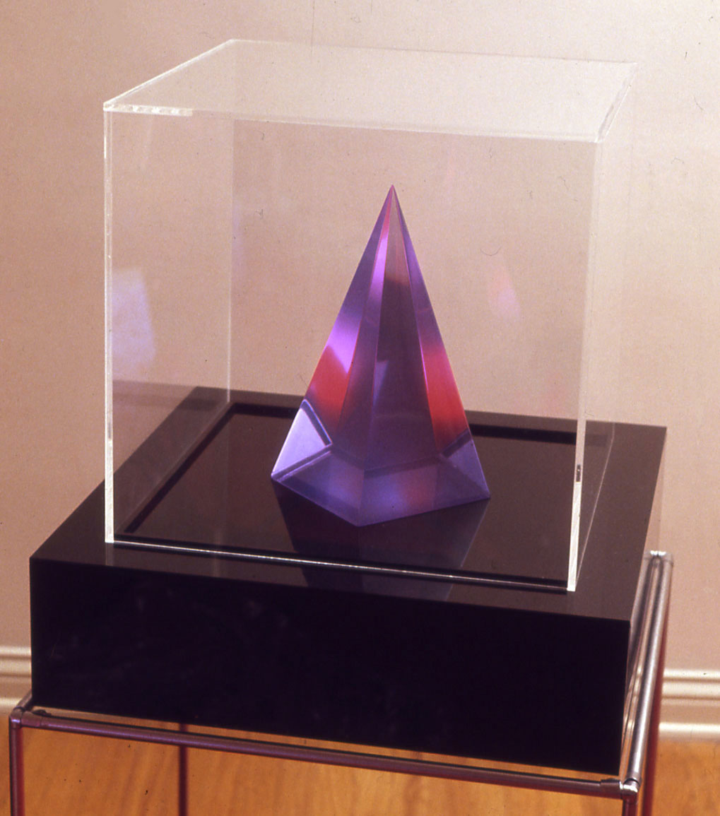  Blue Pyramid, 1970  Resin, Acrylic, Kinetic Light  24"x24"x30" 