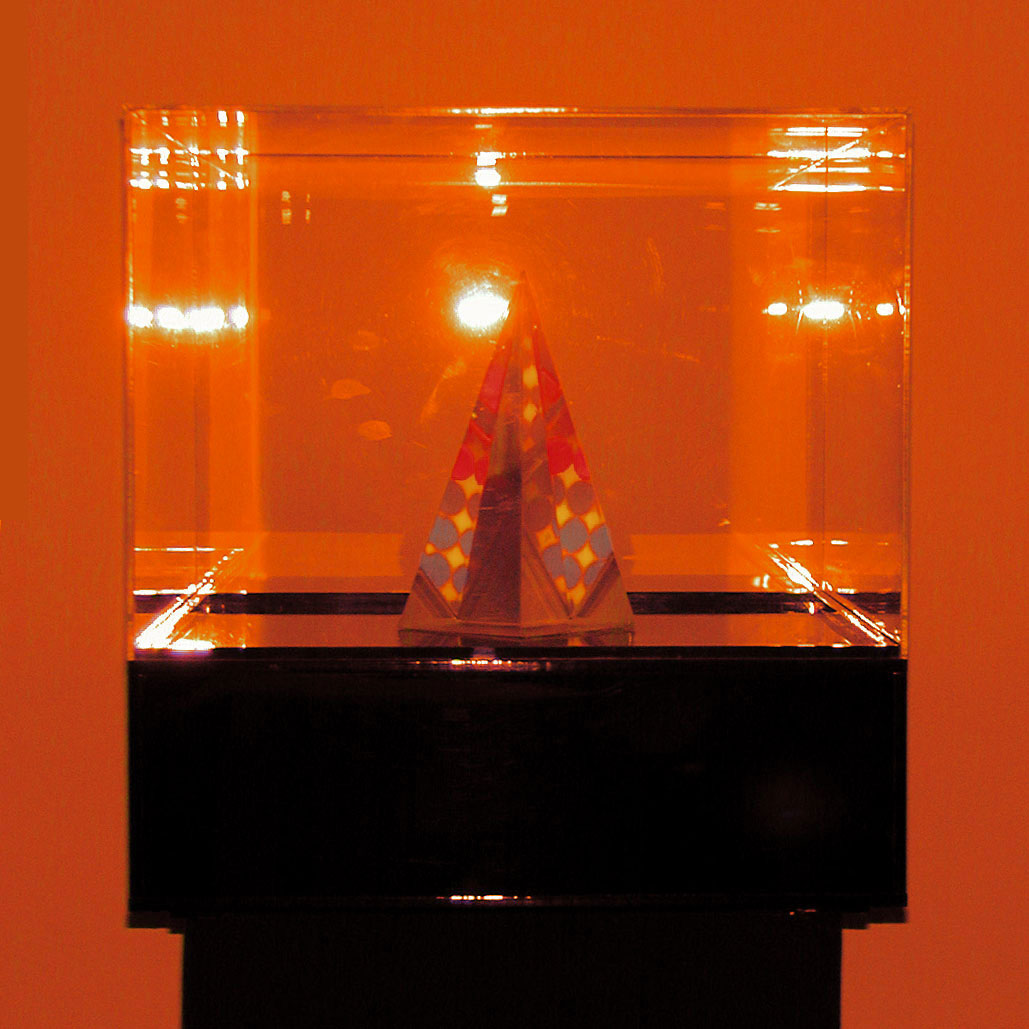  Polka Dots1, 1971  Acrylic and Kinetic Light  14"x14"x14" 