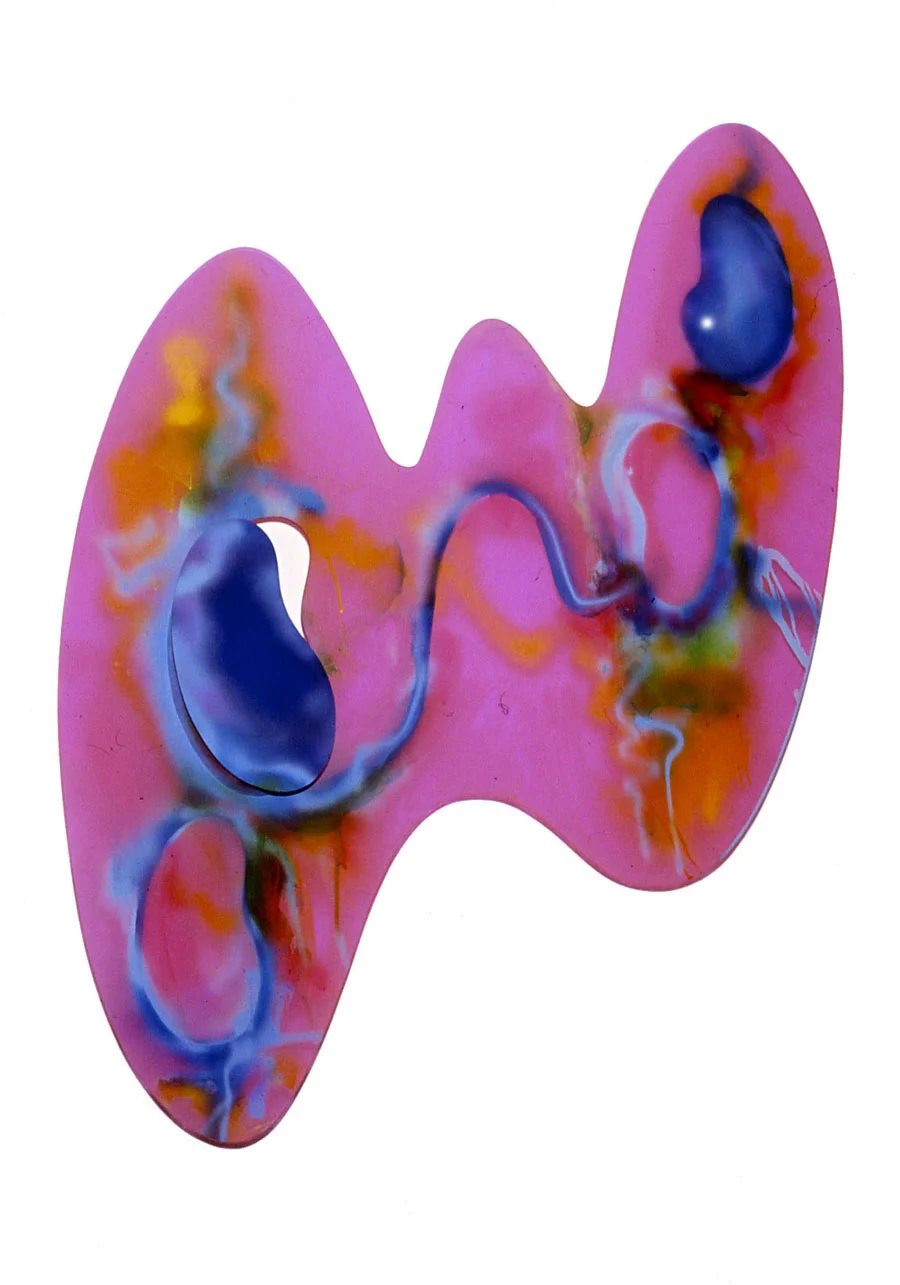 Pink Bat, 1973 Acrylic Painted and Sprayed on Colored Acrylic, Heated 4'x6'x3'