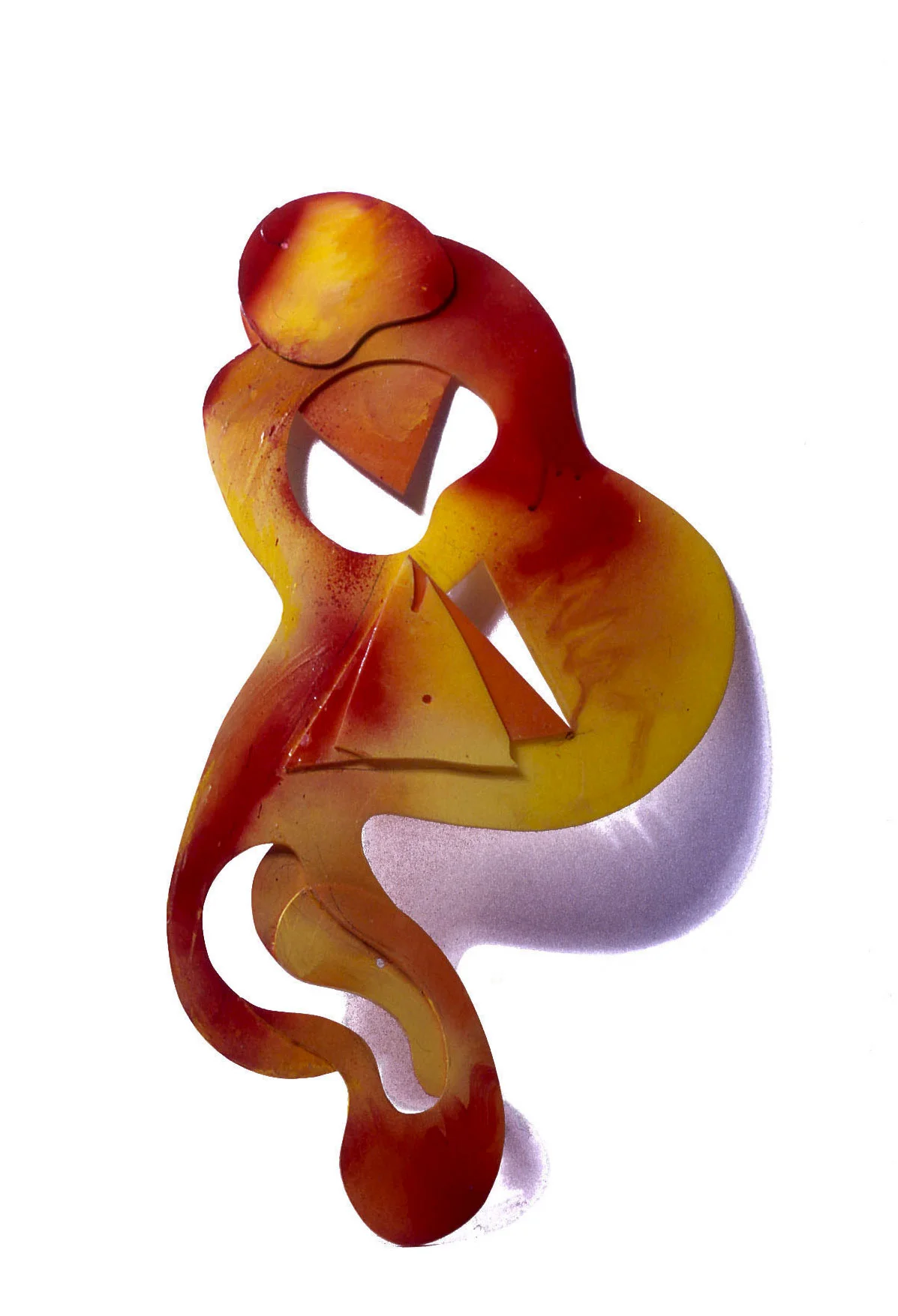 Twisted Organic, 1972 Acrylic Painted and Sprayed on Colored Acrylic, Heated 2'x4'x2'
