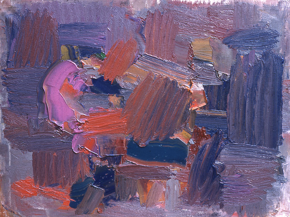  Blue and Violet Shapes, 1958  Oil on Canvas  15"x25" 