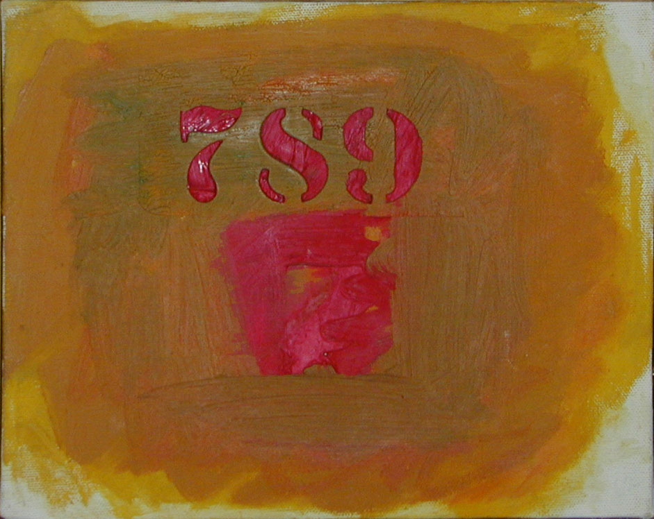  Red Numbers, Red Non Object, 1962  Acrylic on Canvas  8"x10" 