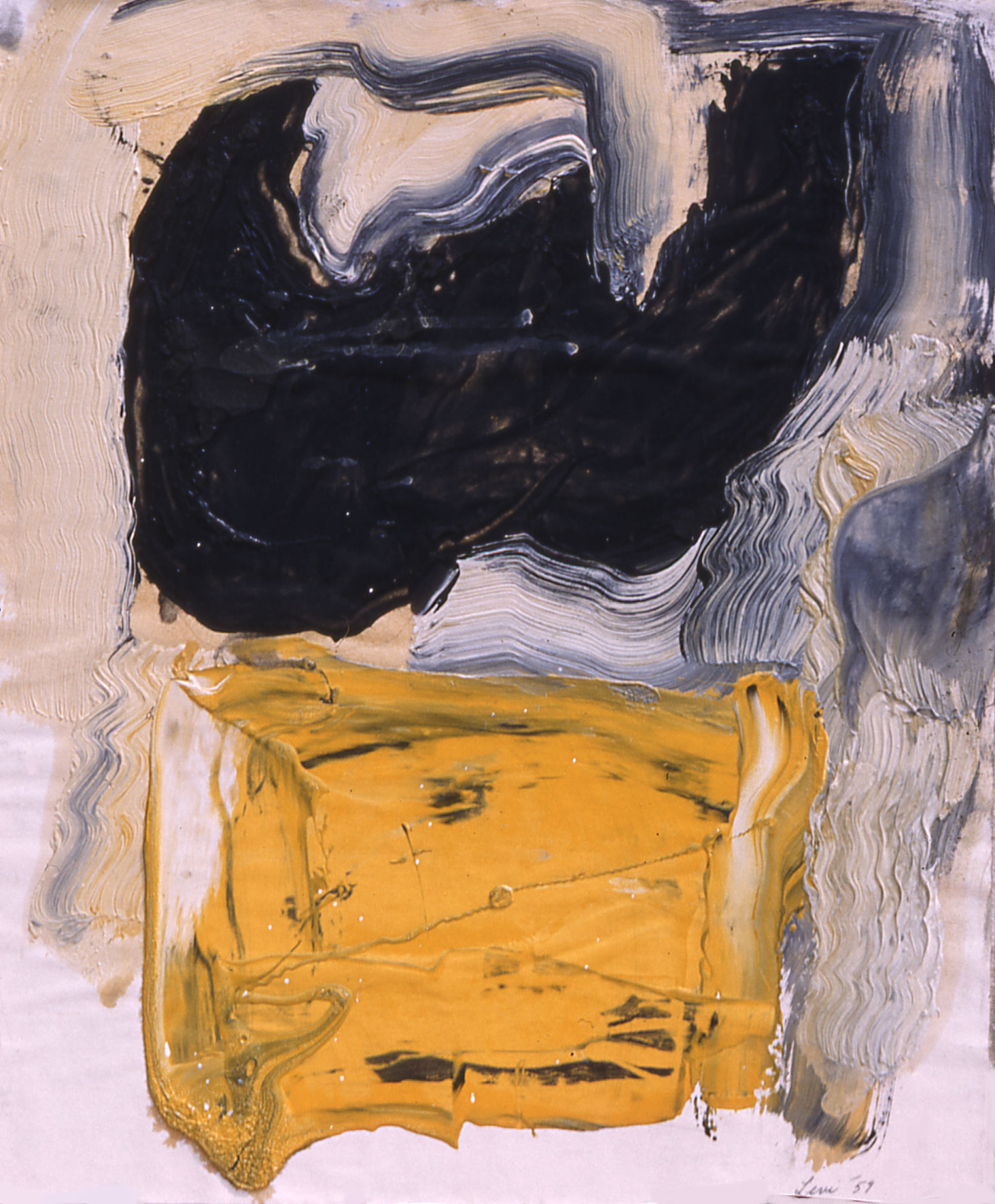  Yellow and Black Bat, 1957  Oil on Paper, 10"x12" 