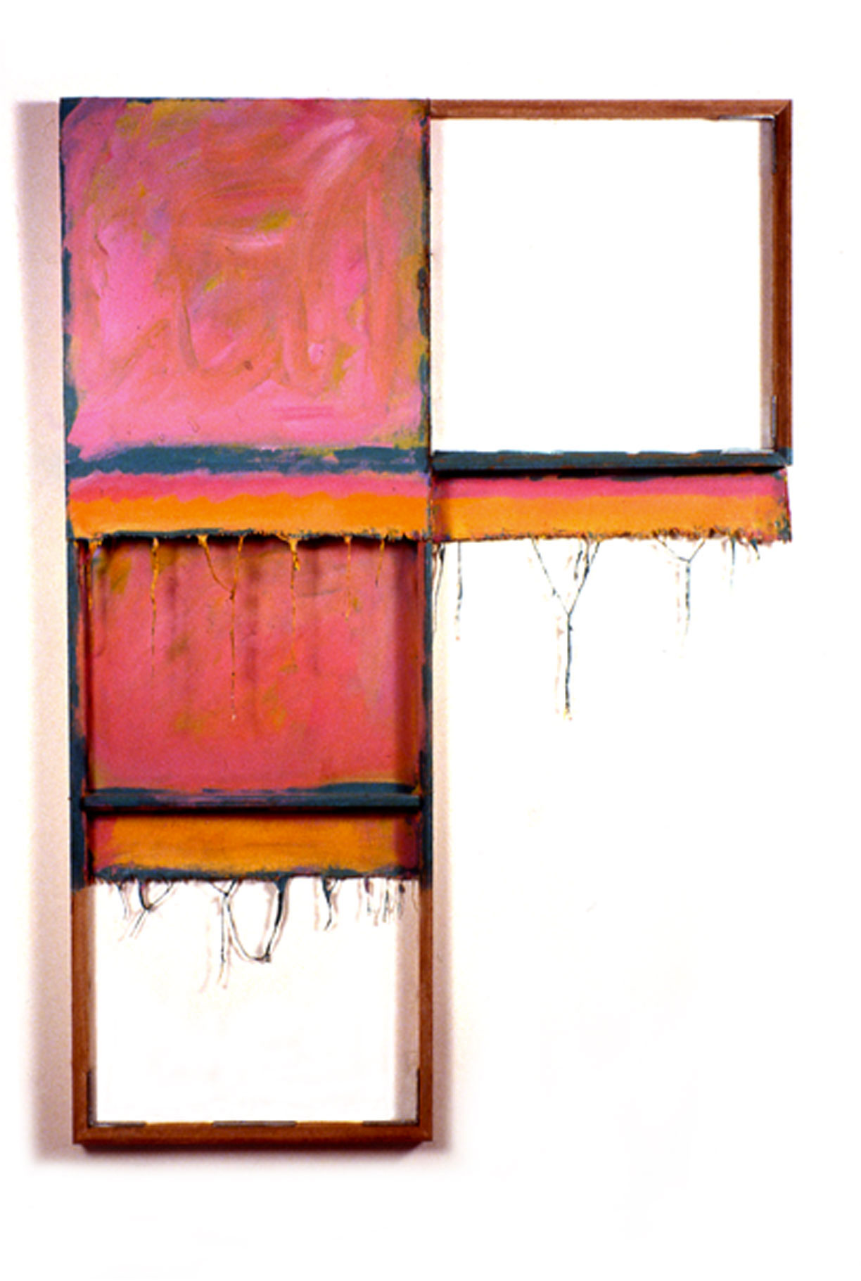  Pink,Orange, Green, White",1979  Acrylic on White&nbsp;Canvas with White Wall and Stretcher Bars  45"x60"x2" 