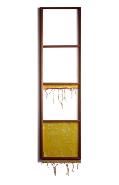  "Yellow White, Lavender",1979  Acrylic on White&nbsp;Canvas with White Wall and Stretcher Bars  22"x80"x2" 