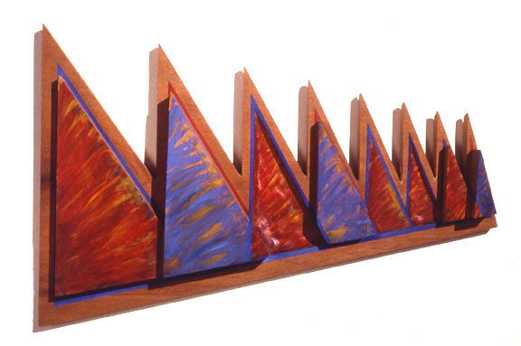  Pine Trees, 1984  Bas Relief Wood Carving and Paint  16"23"x4" 
