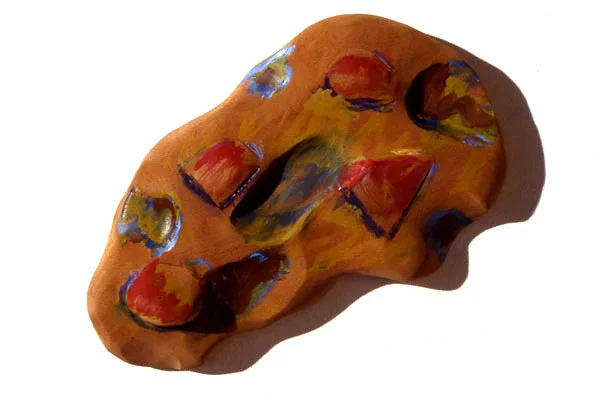 Organic/Geo Landscape, 1983 Bas Relief Wood Carving and Paint 8"x6"x2"