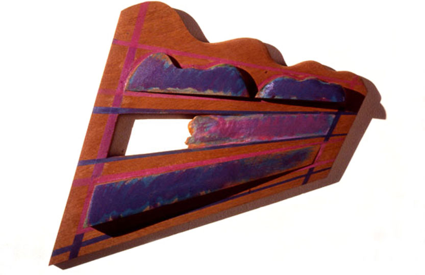 Purple Scape, 1984  Bas Relief Wood Carving and Paint  12"x24"x3" 