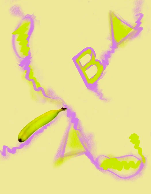 B/Banana Abstract Expressionism, 1993 Digital Painting