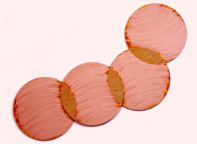  Pink, Circle Series, 1988  Acrylic Paint on Plywood  72"x20"x1" 