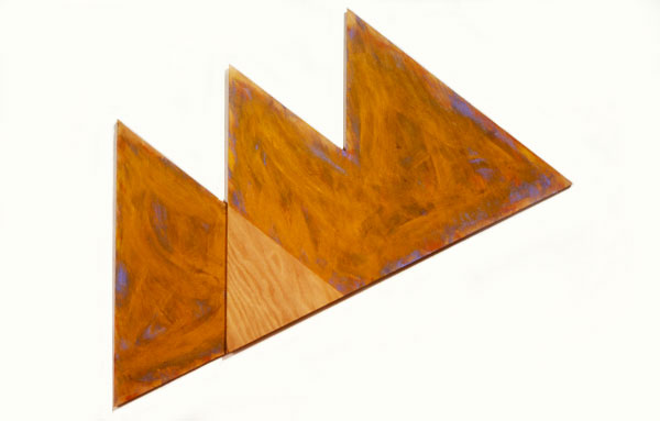  Orange Triangles, 1986  Acrylic Paint on Plywood  18"x36"x1" 