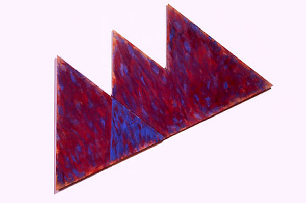  Violet and Blue Triangles, 1986  Acrylic Paint on Plywood  18"x36"x1 