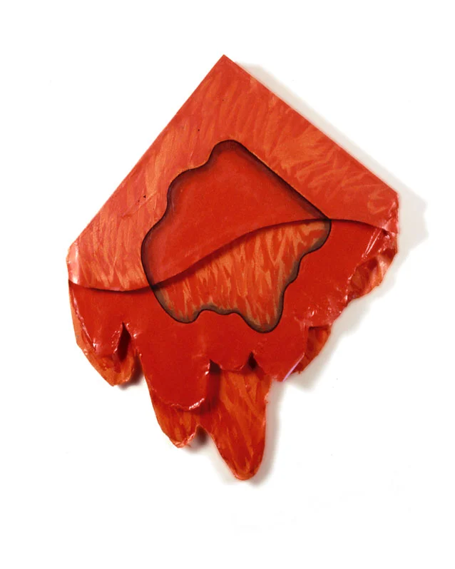 Red and Orange Organic, 1976 Layered Acrylic and Rhoplex 20"x26"x3"