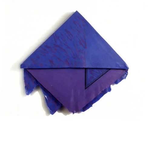 Blue and Purple Triangle, 1977 Layered Acrylic and Rhoplex 20"x20"x3"