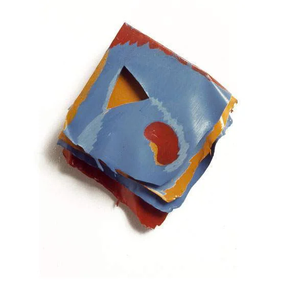 Blue, Red, and Orange, Organic and Geo, 1975 Layered Acrylic and Rhoplex 8"x9"x3"