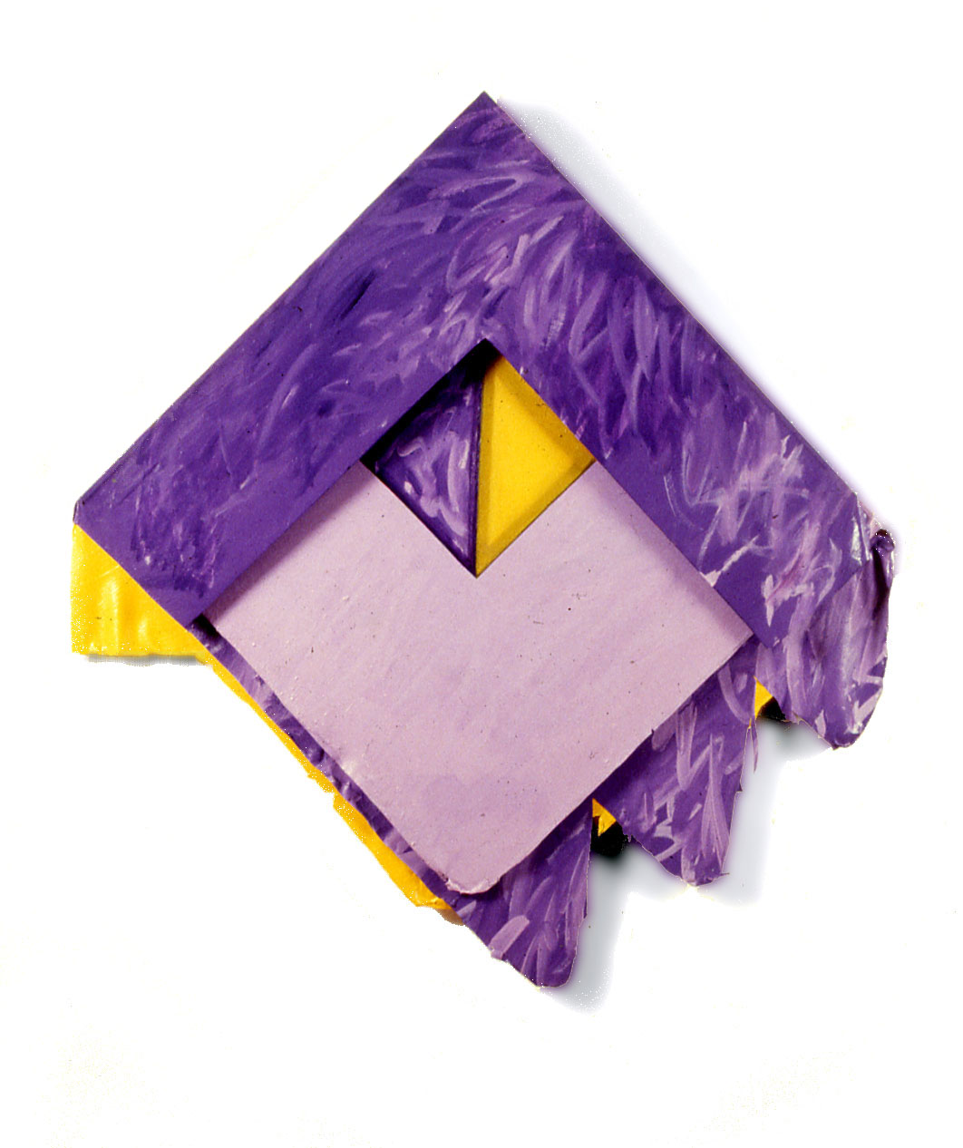  Purple Yellow Triangles, 1977  Acrylic and Rhoplex Layered Paintings  30"x40"x4" 