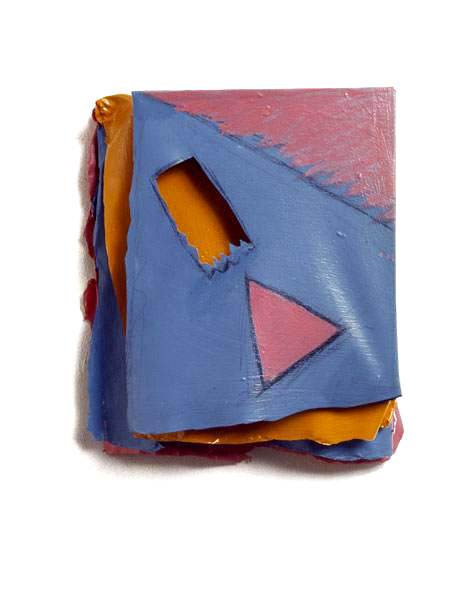  Pink, Orange, Blue Triangle and Rect, 1975  Layered Acrylic and Rhoplex  5"x8'x3" 