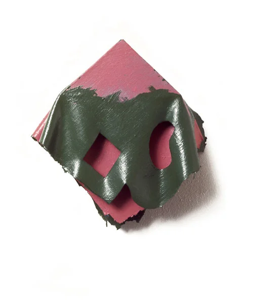 Pink and Green Geo, Organic Folds, 1975 Layered Acrylic and Rhoplex 8"x9"x3"
