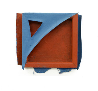  Red and Blue Geo,1975  Layered Acrylic and Rhoplex  5"x5"x3" 