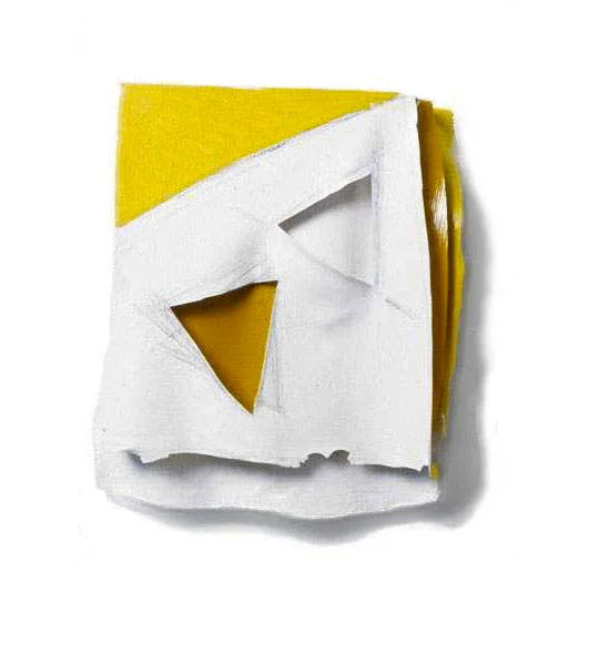 Yellow and White Geo, 1975 Layered Acrylic and Rhoplex 6'x9"x3"