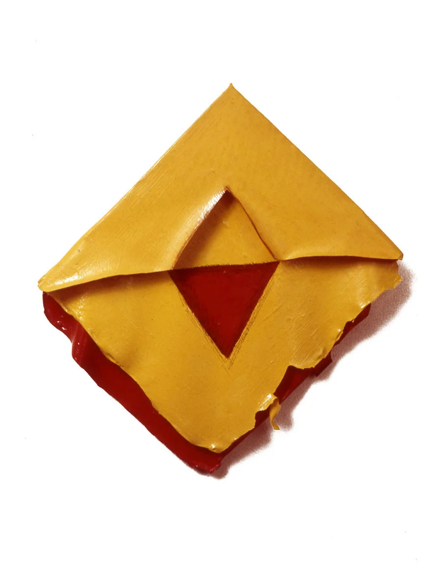 Red and Yellow Geo,1975 Layered Acrylic and Rhoplex 9"x9"x2"