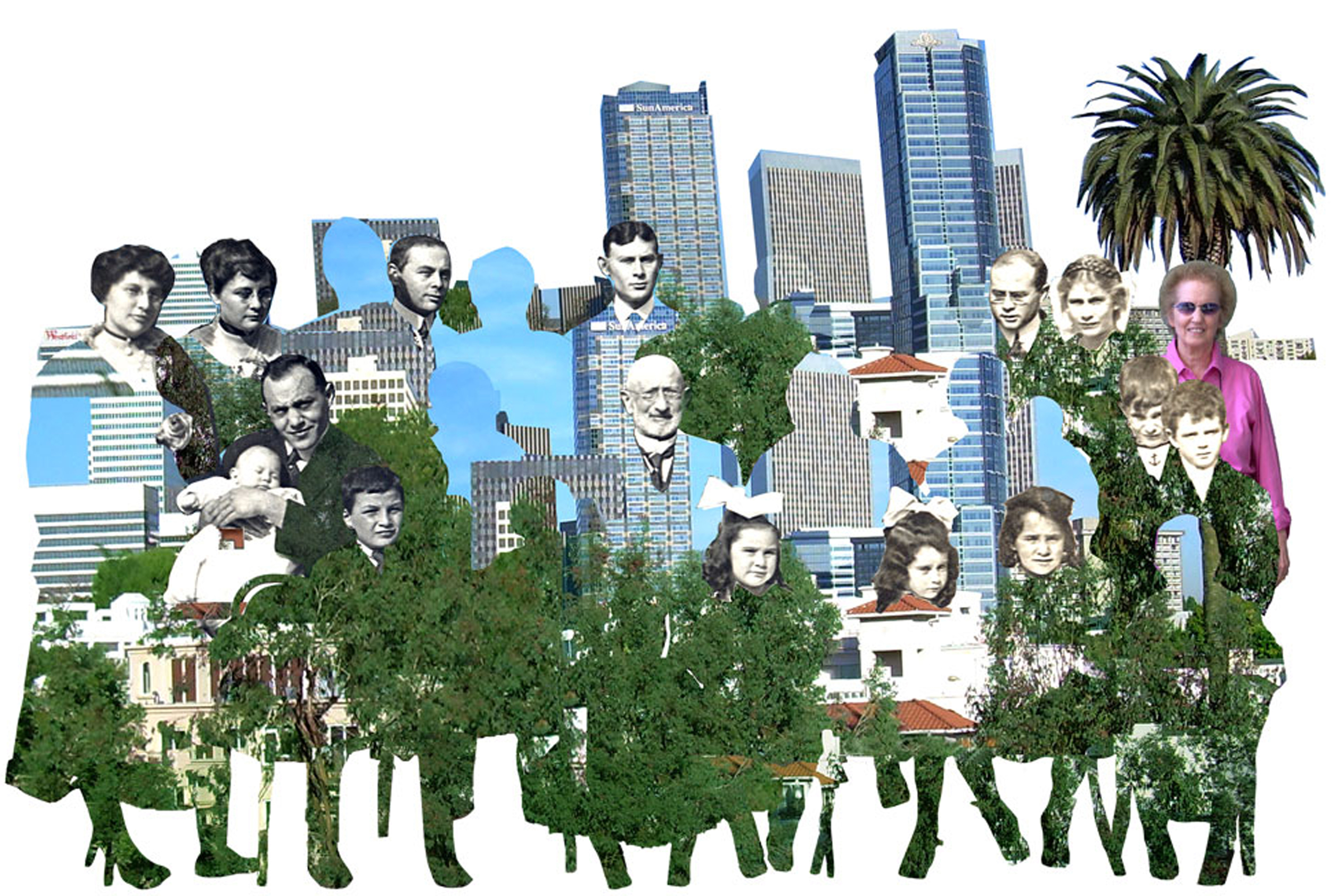  Newmarks in Westlake Park, 1919, and Century City 2007, 2008  Digital Painting 