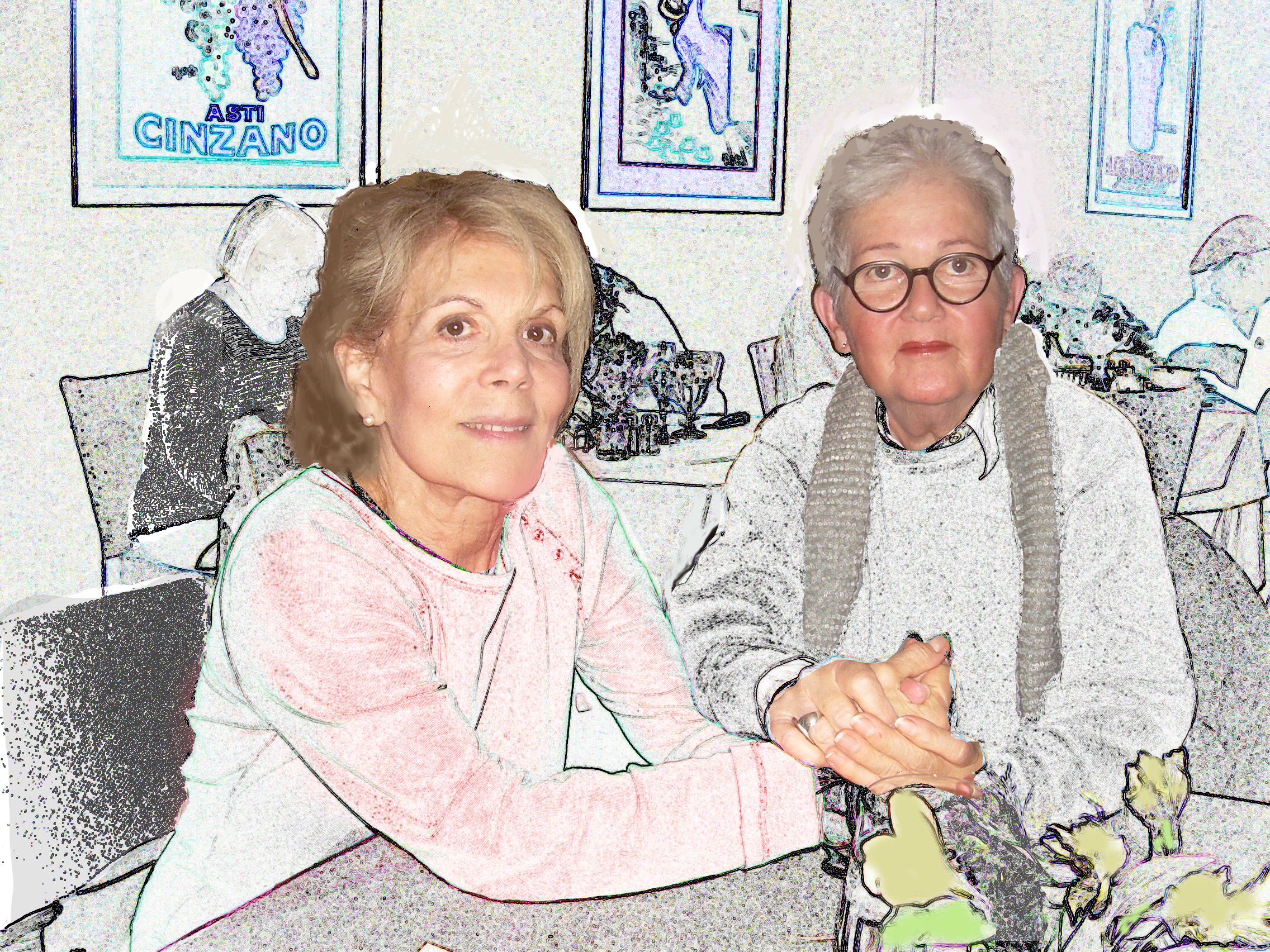   Janie Wolberg, actress , and Barbrara Leif, artist.at lunch    