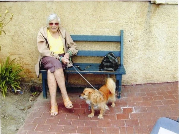WOMan (Resident)with dog outside.JPG