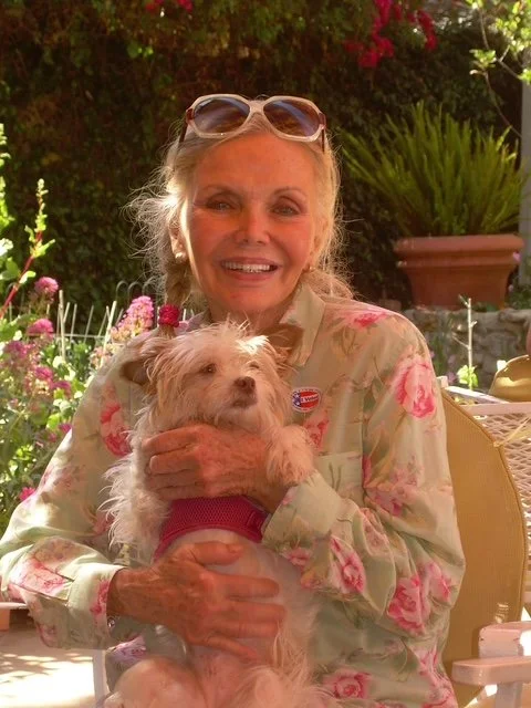 Deanna Lund at party with her dog