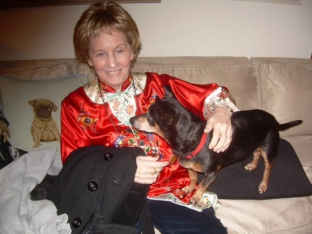 Linda with Hope's Dachshund on Halloween