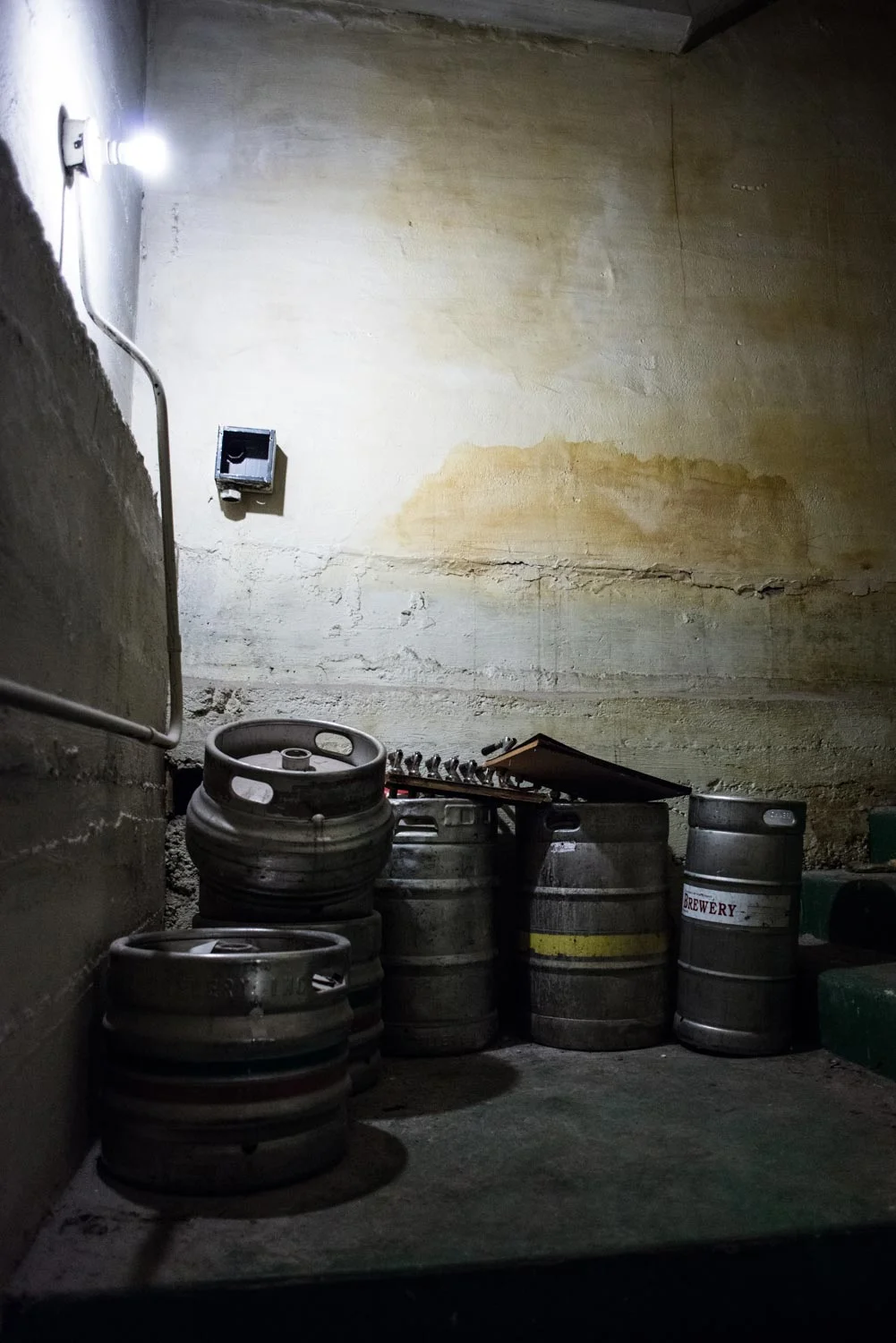 Basement kegs.
