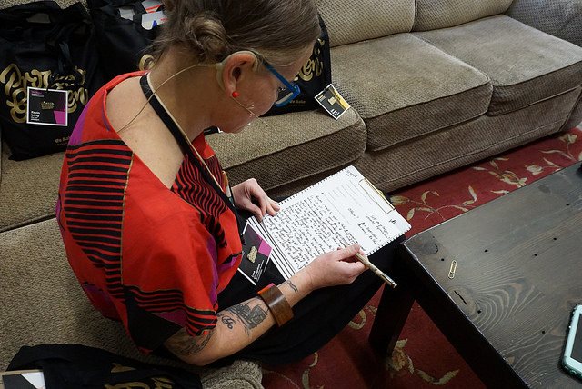 Lisa Congdon, our Emcee preparing notes back stage.