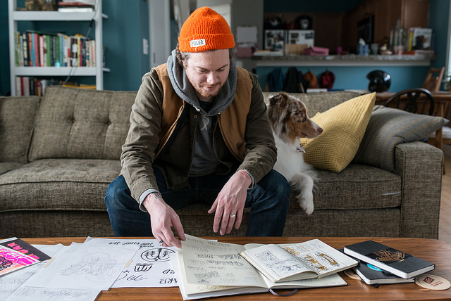 “I’m lucky to have a job making art for a living." - Brett with Ole. 