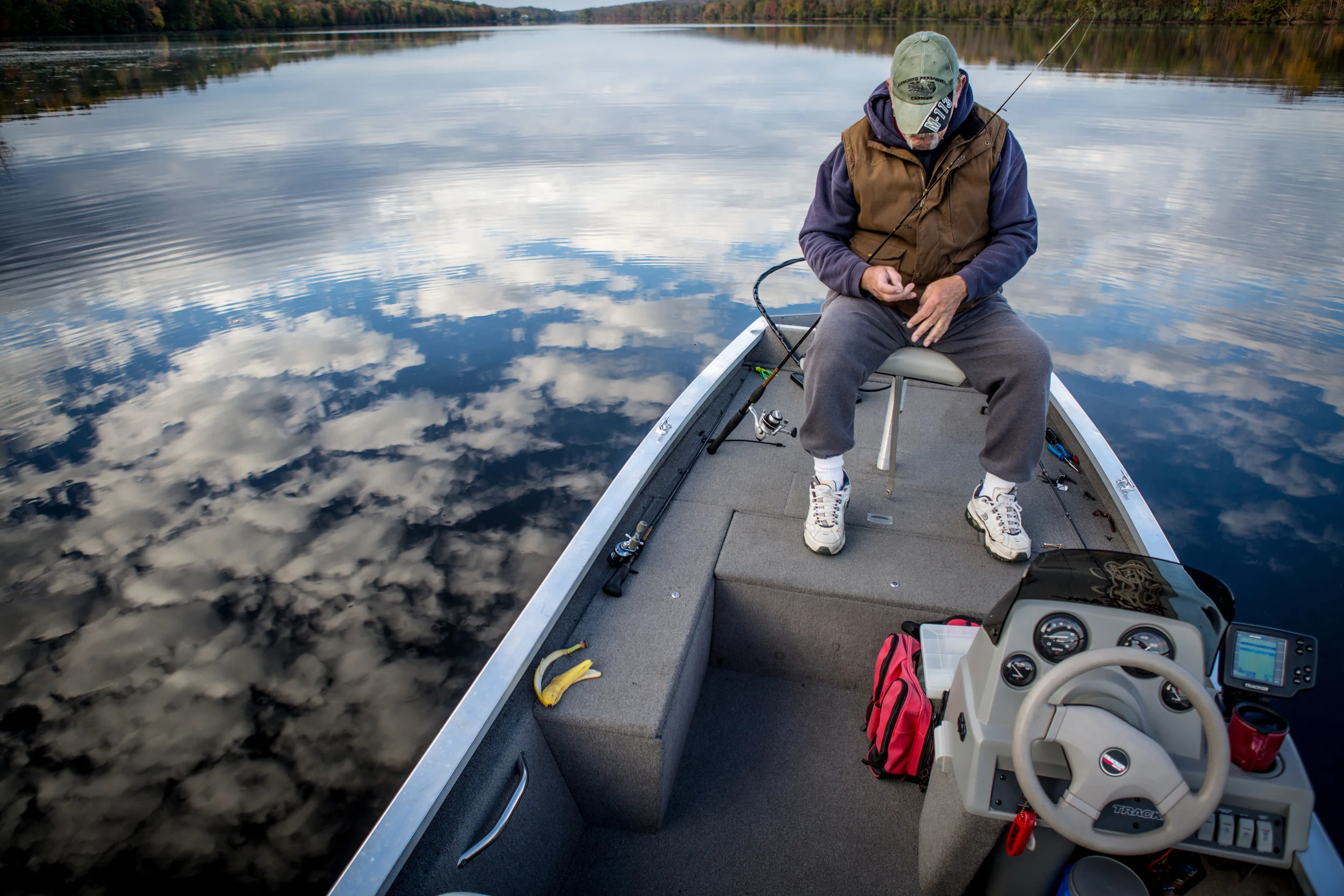   Staff Sergeant Tom Frame fishes as one way to escape his PTSD. The peaceful hobby allows him to focus on one thing and keeps his mind from wandering.  